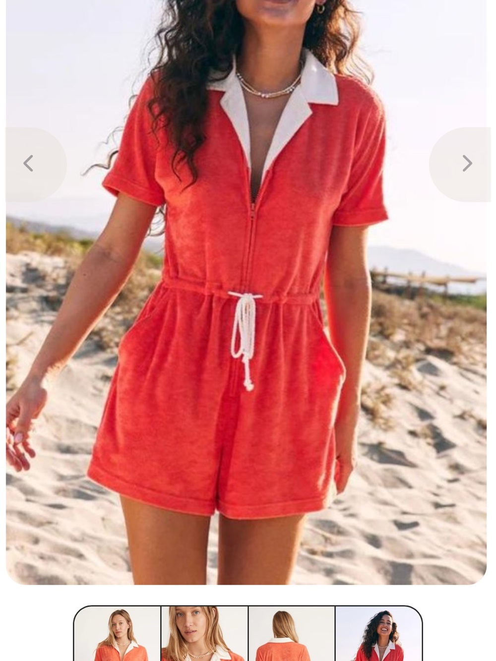 Marine Layer Terry out romper hot coral xs